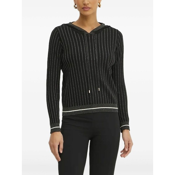 リュージョー レディース 編み物\u0026プルオーバー アウター Ribbed-knit hooded sweater  Black