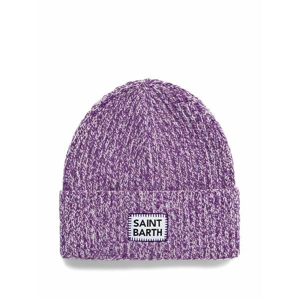 エムシーツーセイントバース レディース かぶり笠 佩び物 Logo-label beanie hat Purple