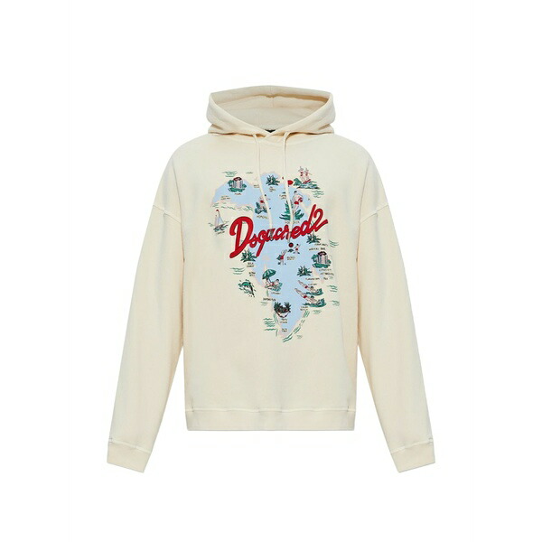 ディースクエアード メンズ パーカー・スウェットシャツ アウター Aloha souvenir hoodie  Neutrals