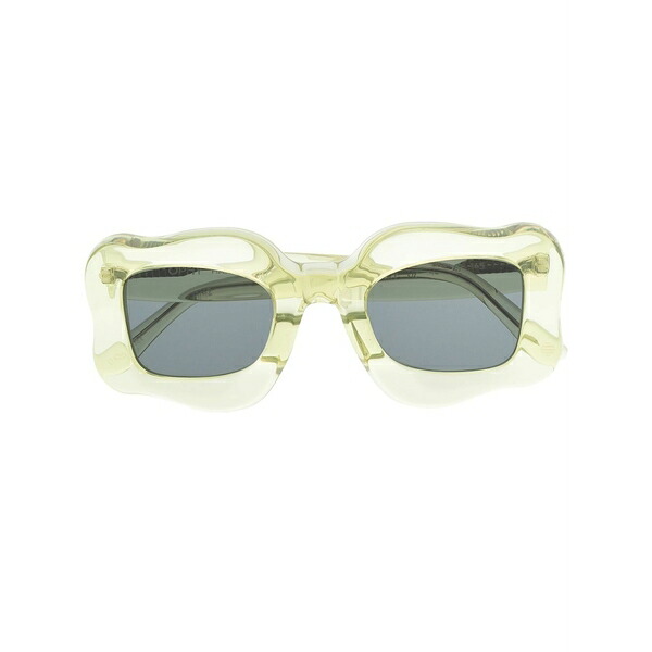 ボン犀 メンズ サングラス・アイウェア 付属物 Oversized curved-frame sunglasses Green