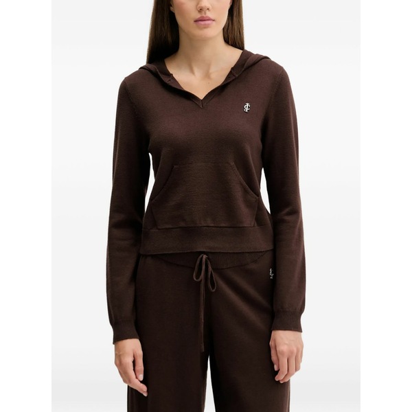 ジューシークチュール レディース 編み物\u0026ティーシャツ アウター Hooded pocket top Brown
