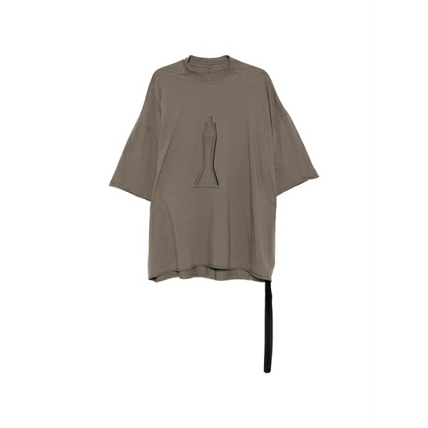リックオウエンス メンズ ティーシャツ トップス Graphic-print oversized t-shirt Brown