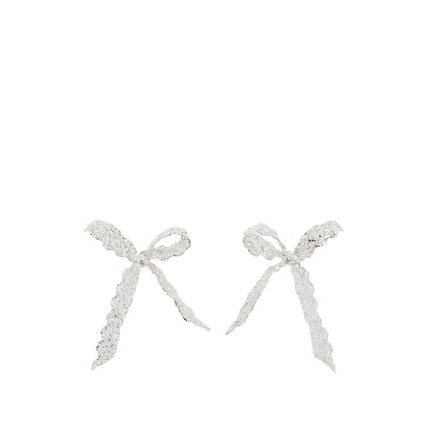 シュシュ/トング レディース ピアス&イヤリング アクセサリー Lace-effect bow earrings Silver|asty