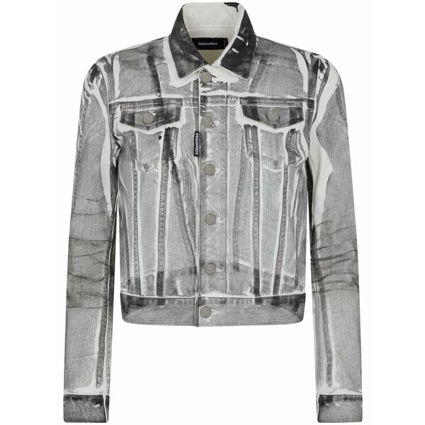 ディースクエアード レディース 上衣＆上衣 アウター Distressed denim jacket Grey