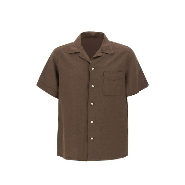 パーフェクション メンズ プルオーバー トップス Short-sleeve chest-pocket shirt Brown