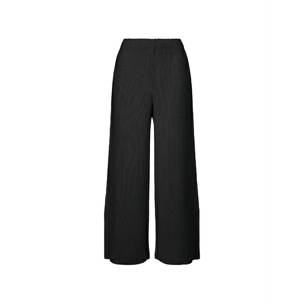 イッセイミヤケ レディース 心地よいズボン下 ボトムス Hatching pleated trousers Black