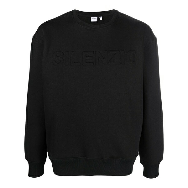 アスペジ メンズ パーカー・スウェットシャツ アウター Logo-print crew neck sweatshirt Black