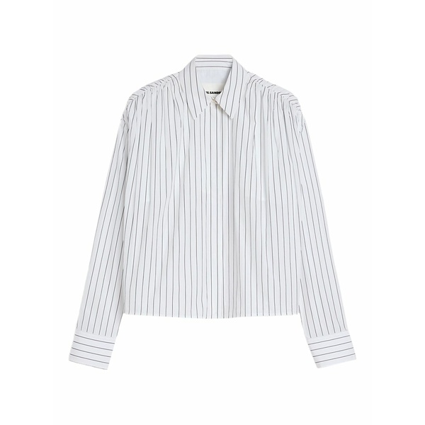 ジル・サンダー レディース シャツ トップス Striped-pattern cotton shirt White|asty