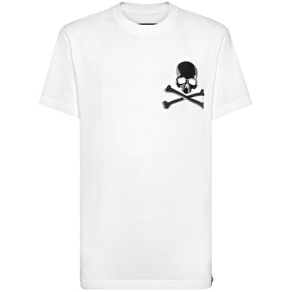 フィリップ飾り気のない メンズ ティーシャツ トップス Skull-print cotton t-shirt White