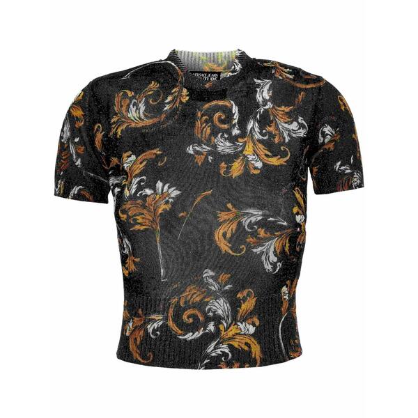 呼びりん探し回る レディース ティーシャツ トップス Barocco-print knit t-shirt Black