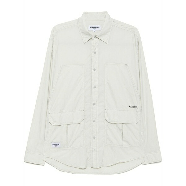 黒茶 メンズ プルオーバー トップス Logo-print shirt Neutrals