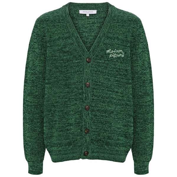 棲み家 稲荷 メンズ ジレー アウター Handwriting comfort cardigan Green