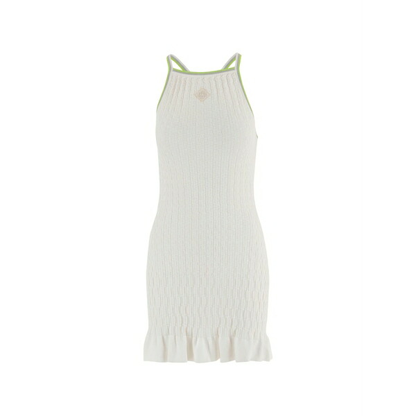 カサブランカ レディース 衣裳 トップス Ruffled-hem ribbed dress Neutrals