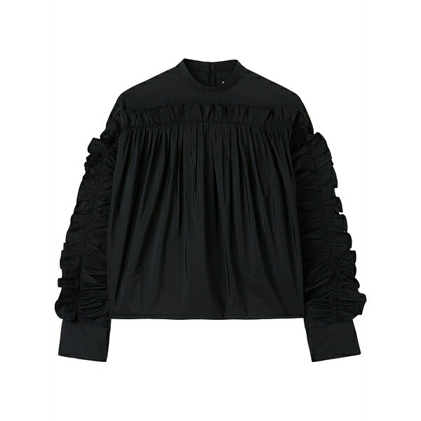 ジル・サンダー レディース 編み物\u0026スウェーター アウター Ruffle-detailing crew-neck sweatshirt  Black