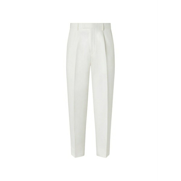 ゼニア メンズ 心地よいズボン下 ボトムス Oasi pleated cotton pants White