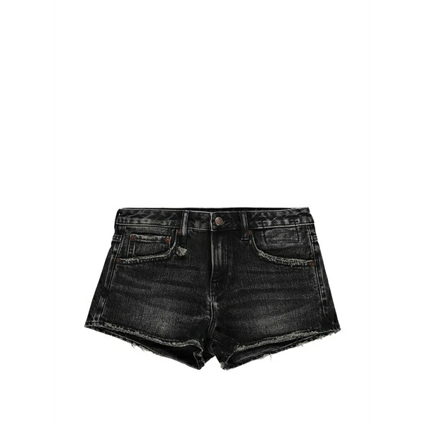 アールサーティーン レディース 心地よいズボン下 ボトムス Effie frayed-edge denim shorts Black