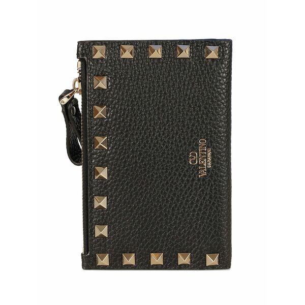 ヴァレンティノ ガラヴァーニ レディース 金入れ 付属物 Rockstud zipped wallet Black