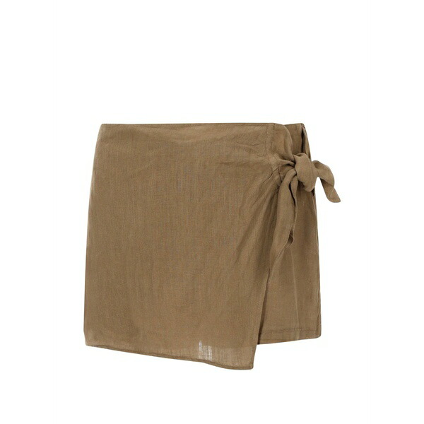 １２０％リノ レディース 心地よいズボン下 ボトムス Wrap-style tie-fastening shorts Brown