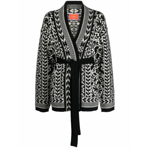ラ・ダブル・ジェイ レディース カーディガン アウター Belted wool cardigan Black｜asty