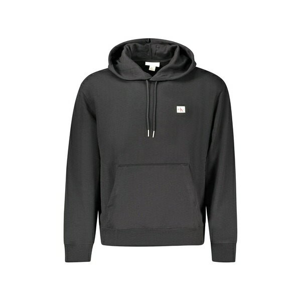 カルバンクライン メンズ パーカー・スウェットシャツ アウター Logo-patch hoodie Black