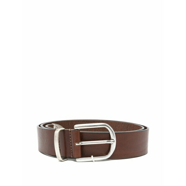 レ ドゥ メンズ 胴締め 佩び物 Witten buckle-fastening leather belt Brown