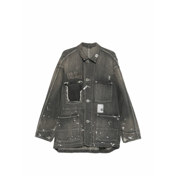 ミハラヤスヒロ メンズ 上衣＆上衣 アウター Stripe denim jacket Black