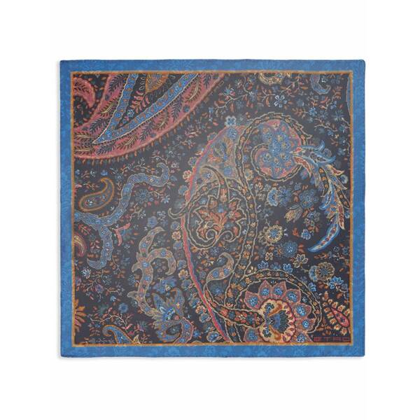 エトロ メンズ えり巻き・袈裟・えり巻き 付属物 Paisley-print silk pocket scarf Blue