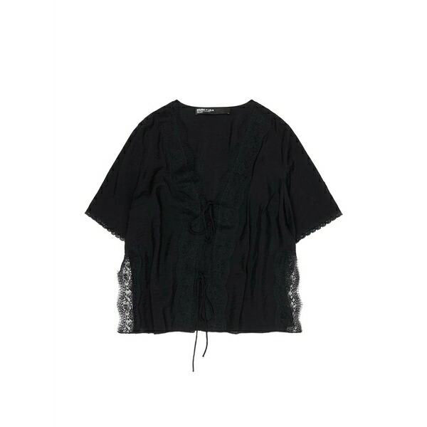 ビンバ イ ローラ レディース プルオーバー トップス Lace-trim tie-fastening top Black
