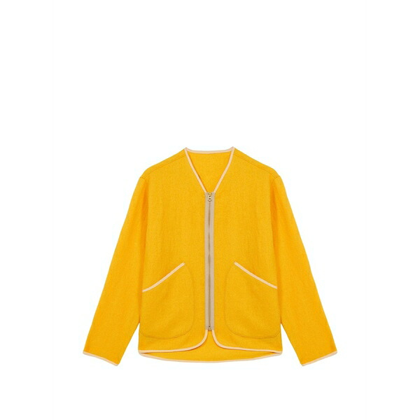 フォルテラ メンズ 上衣＆上衣 アウター Zip-up trim wool jacket Yellow