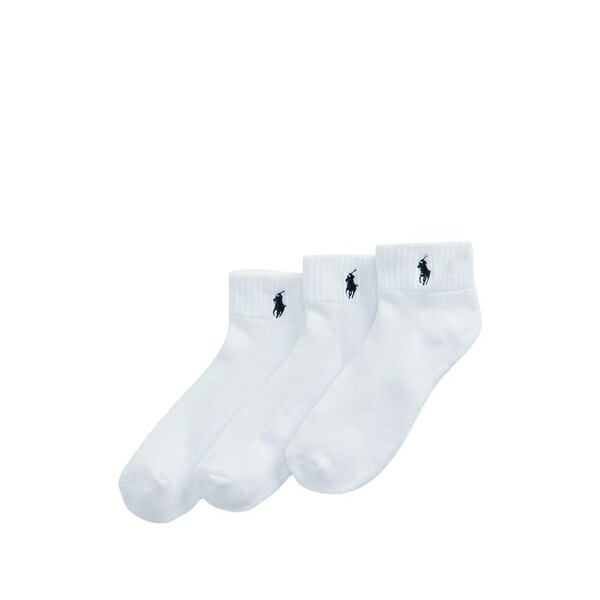 ラルフローレン レディース ソックス アンダー御召しもの Ribbed logo-embroidered socks White