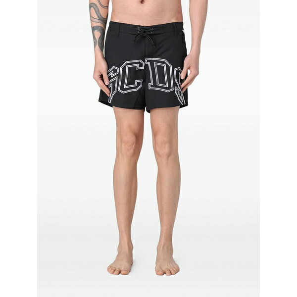 ジーシーディーエス メンズ 心地よいズボン下 ボトムス Logo-print drawstring shorts Black