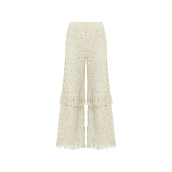 ラ・ダブル・ジェイ レディース 心地よいズボン下 ボトムス Fringed palazzo pants Neutrals