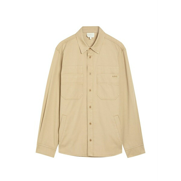 アーペーセー メンズ 上衣＆上衣 アウター Logo-embroidered shirt jacket Neutrals