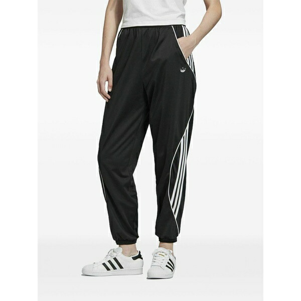 アディダス レディース 心地よいズボン下 ボトムス Originals stripe track trousers Black