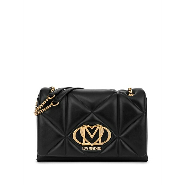 優しいこと モスキーノ レディース ショルダーバッグ 御徒面子 Logo-plaque quilted cross body bag Black