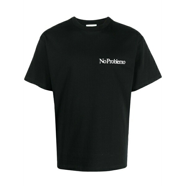 アリーズ メンズ ティーシャツ トップス No problemo print cotton t-shirt Black