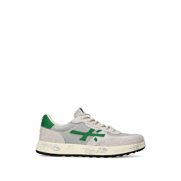プレミアータ メンズ スニーカー シューズ Logo-patch panelled sneakers Grey
