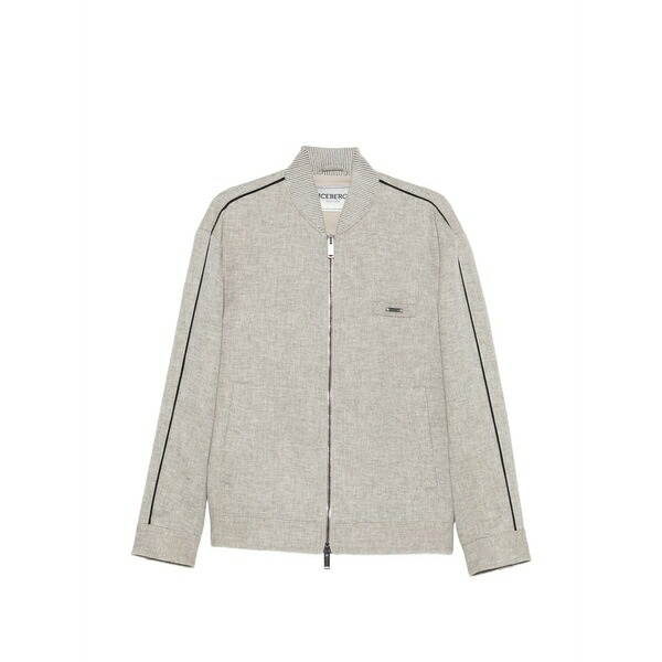 アイスバーグレタス メンズ 上衣＆上衣 アウター Logo-plaque side-stripe jacket Grey