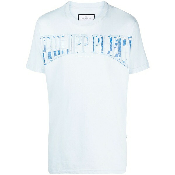 フィリップ飾り気のない メンズ ティーシャツ トップス Logo-print cotton t-shirt Blue