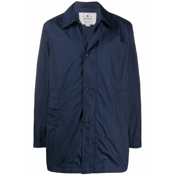 羊毛 分限者 メンズ 厚地の外套 アウター Concealed front coat Blue