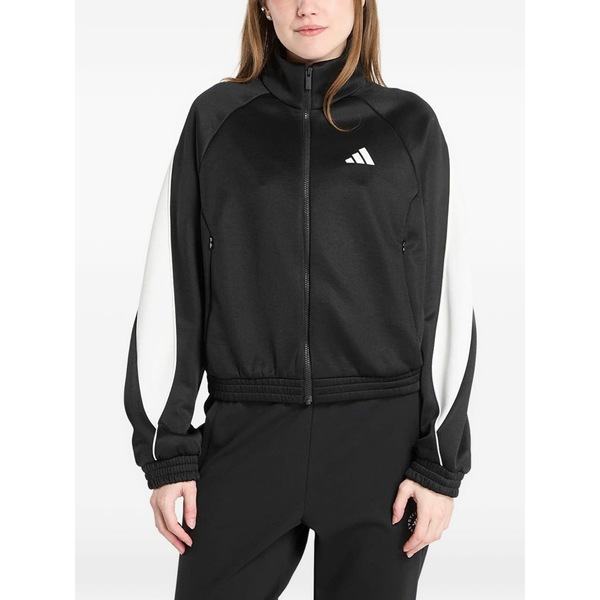 アディダス レディース 編み物\u0026スウェーター アウター Stadium logo-print zip-up sweatshirt Black