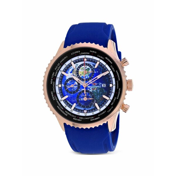 セアポロ メンズ ウオッチ 付属物 Meridian world timer gmt 47粍 watch Blue