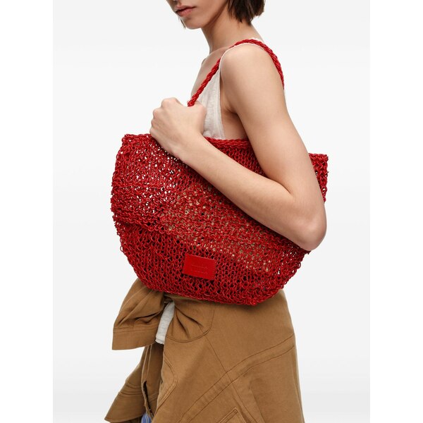 ビンバ イ ローラ レディース ショルダーバッグ 御徒面子 Medium crochet-leather shoulder bag Red