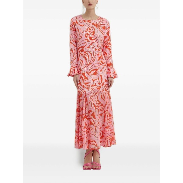 ネバーフリードレスド レディース 衣裳 トップス Flared ruffled print dress Red