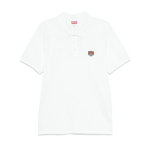 ケンゾー メンズ ポロシャツ トップス Happy tiger embroidered polo shirt White｜asty