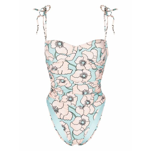 アグア バイ アグアベンディータ レディース 衣裳 トップス Floral-print sweetheart swimsuit Neutrals