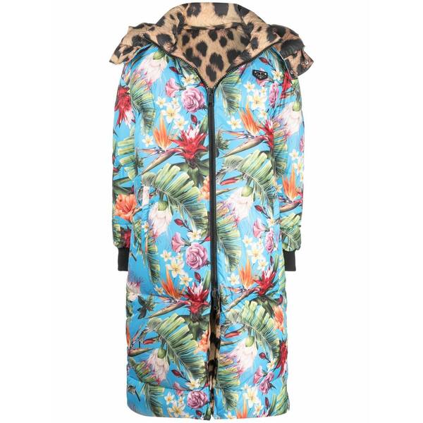 フィリップ飾り気のない レディース 厚地の外套 アウター Iconic plein reversible hooded coat Brown