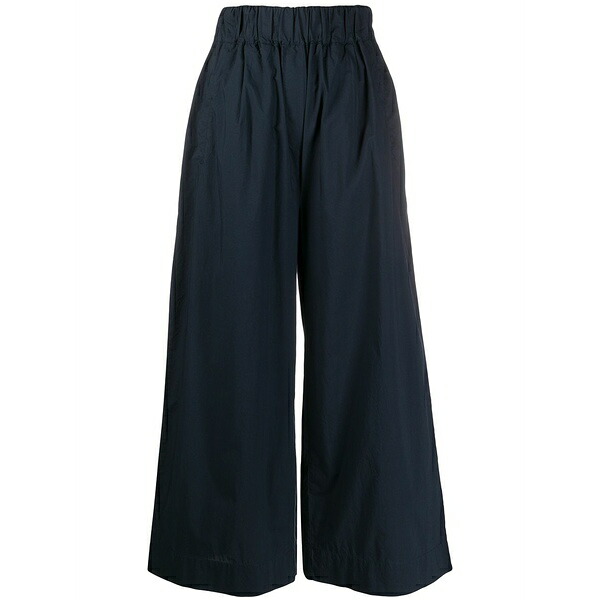 羊毛 一財産 レディース 心地よいズボン下 ボトムス Wide-leg cropped trousers Blue