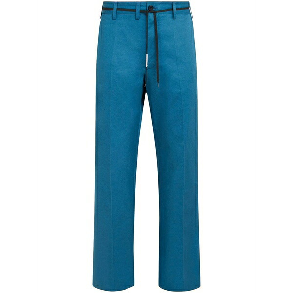 マルニ メンズ 心地よいズボン下 ボトムス Tied waistband straight-legged trousers Blue