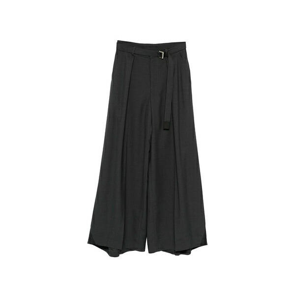 サカイ レディース 心地よいズボン下 ボトムス Belted pleated trousers Grey